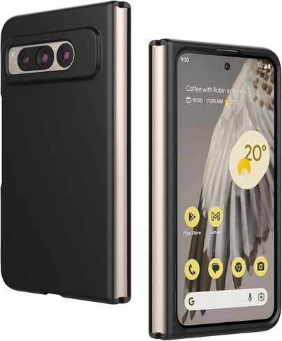حافظة لهاتف Google Pixel Fold، حافظة هاتف صلبة رفيعة غير لامعة من البولي كربونات لهاتف Pixel Fold - أسود in Kuwait