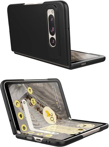 حافظة لهاتف Google Pixel Fold، حافظة هاتف صلبة رفيعة غير لامعة من البولي كربونات لهاتف Pixel Fold - أسود in Kuwait