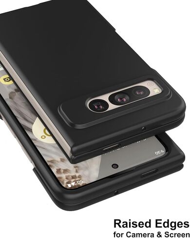 حافظة لهاتف Google Pixel Fold، حافظة هاتف صلبة رفيعة غير لامعة من البولي كربونات لهاتف Pixel Fold - أسود in Kuwait