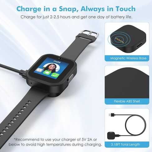 MoKo متوافق مع شاحن SyncUP Kids Watch 2، شاحن مغناطيسي مع كابل USB بطول 3.18 قدم لمزامنة ساعة الأطفال 2، قاعدة شحن من النوع A، ملحقات الساعة الذكية شحن سريع، أسود in Kuwait