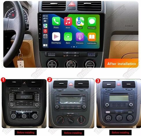 Car Radio for Volkswagen Jetta 5 2005-2010 2GB RAM 64GB ROM, Biorunn 10.1 Inch Touchscreen Stereo Head Unit Wireless Car-Play Android Auto Blue-Tooth GPS Navi WiFi FM SWC RDS Blue-Tooth WiFi in Saudi Arabia