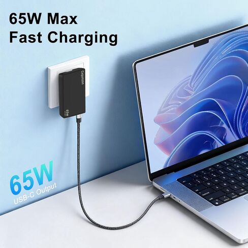 شاحن USB C بقدرة 65 وات، شاحن حائط Slim GaN مدمج سريع PPS لجهاز Nintendo Switch 2، Steam Deck، ROG Ally، iPhone 17/16/15/14، MacBook Air، iPad Pro، Galaxy S24/S23/Note20، Pixel 9/8،2xUSB-C in Kuwait