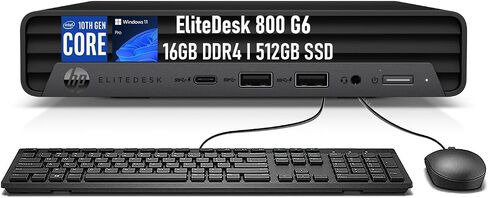 HP EliteDesk 800 G6 Mini Desktop Computer PC, Six-Core i5-10500, 16GB DDR4 RAM, 512GB SSD, Keyboard & Mouse, WiFi, Bluetooth, Windows 11 Pro (Renewed) in Saudi Arabia