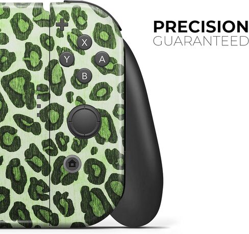 Design Skinz - متوافق مع Nintendo Switch Joy-Con فقط - غطاء حماية من الفينيل مقاوم للخدش وقابل للإزالة - طباعة جلد الفهد باللون الأخضر النابض بالحياة in Saudi Arabia