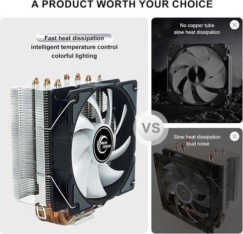 HD690 CPU Air Cooler, Nickel Plated 6 Heat Pipes, 90mm PWM FanEnabled Aluminum Heatsink Cover, for AMD AM4/AM5/Intel LGA 1150/1151/1155/1200/1700/1851 in Saudi Arabia