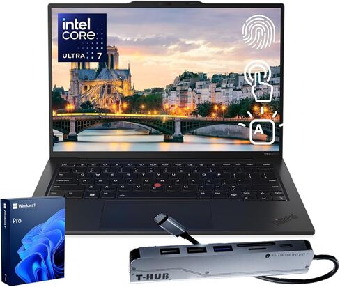 لاب توب Lenovo ThinkPad X1 Carbon Gen 13 Business AI، Intel Core Ultra 7 255U، شاشة لمس FHD+ 14 بوصة، 32 جيجا DDR5، 2 تيرابايت SSD، كاميرا IR 1080p، بصمة الإصبع، Wi-Fi 6E، Win 11 Pro، حزمة مع موزع USB-C 7 في 1 in Saudi Arabia