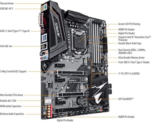 GIGABYTE Z370 AORUS Ultra Gaming (Intel LGA1151/ Z370/ ATX/ 2xM.2/ Front USB 3.1/ RGB Fusion/ Fan Stop / SLI / Motherboard) (Renewed) in Saudi Arabia