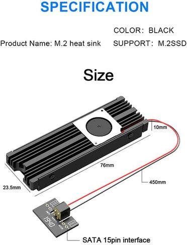 M.2 Heatsink NVME 2280 SSD Heat Sink Support Single Double Sided M2 SSD Cooling with Thermal Silicone Pads Cooler for Computer PC PS5 PCIE NVME or NGFF SATA M.2 SSD Installation in Saudi Arabia