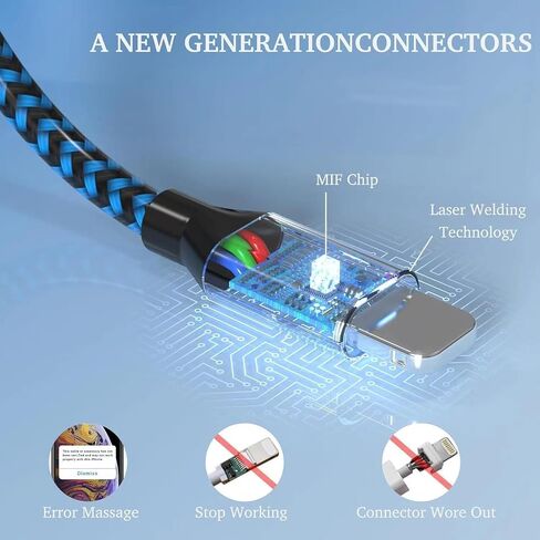 2Pack,6 FT Nylon Braided Lig-ning Cable Fast Charging High Speed ​​Data Sync Transfer, Compatible with Phone 14 13 12 11 Pro Max/Xs/SE in Saudi Arabia