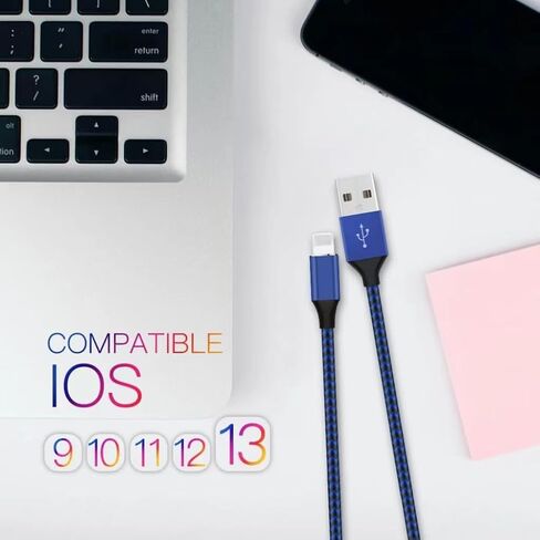 2Pack,6 FT Nylon Braided Lig-ning Cable Fast Charging High Speed ​​Data Sync Transfer, Compatible with Phone 14 13 12 11 Pro Max/Xs/SE in Saudi Arabia