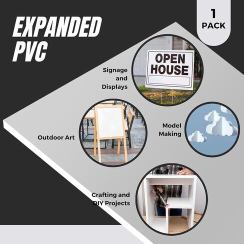 ملاءة PVC موسعة – إسفنج متين خفيف الوزن – 6 مم (1/4 بوصة) – 12 × 12 بوصة – أبيض – مثالية للإشارات وشاشات وطباعة رقمية / شاشة الشاشة in Kuwait