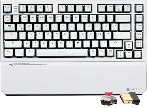 لوحة مفاتيح ألعاب ميكانيكية لاسلكية Hexgears X2 TKL مع مسند معصم مغناطيسي، لوحة مفاتيح مريحة ثنائية الوضع 2.4 جيجا هرتز/USB-C، مفاتيح خطية مسبقة التشحيم، لوحات مفاتيح ألعاب كمبيوتر بإضاءة خلفية LED بيضاء in Kuwait