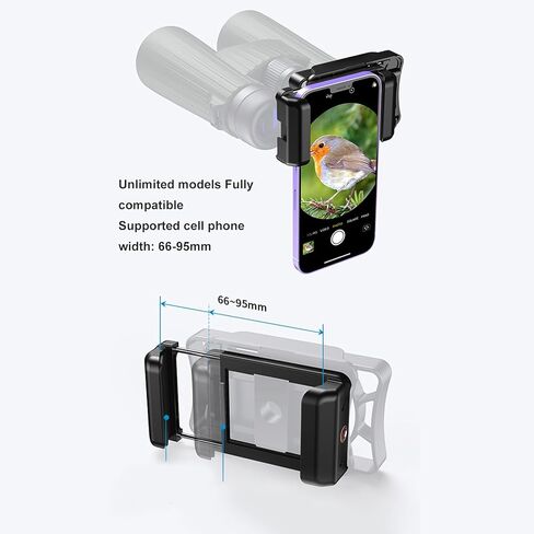 Tbest Universal Phone Adapter Binoculars Mobile Holder Telescopes Microscopes Birdwatching Astronomical ABS Plastic 23 to 50mm Eyepiece Diameter 66 95mm Width in Saudi Arabia