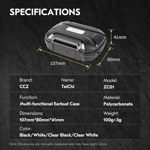 CCZ ZC01 Hard Shell IEM Case for KZ ZS10 Pro in Ear Monitor, Travel Portable Earbuds Case Waterproof Headphone Storage Box for Shure SE215, CCZ Melody, KBEAR KS1, KZ ZAR, Earphone,Earbuds(Clear Black) in Kuwait