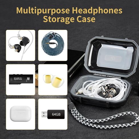 CCZ ZC01 Hard Shell IEM Case for KZ ZS10 Pro in Ear Monitor, Travel Portable Earbuds Case Waterproof Headphone Storage Box for Shure SE215, CCZ Melody, KBEAR KS1, KZ ZAR, Earphone,Earbuds(Clear Black) in Kuwait