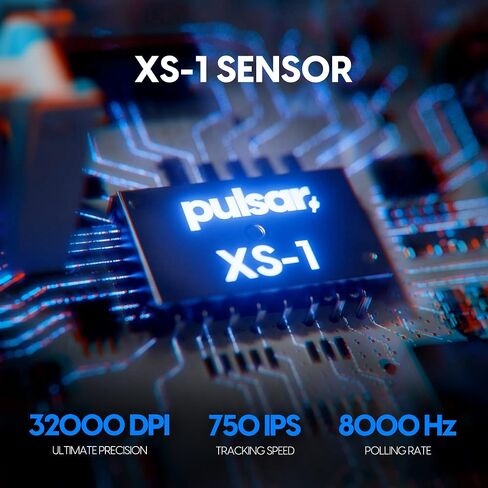ماوس الألعاب اللاسلكي Pulsar Gaming Gears X3، خفيف الوزن للغاية (1.76 أونصة/50 جم)، مريح هجين، مفتاح بصري، 32000 نقطة في البوصة، 750 IPS، مستشعر XS-1، متوافق مع 8k (ميني، أسود) (متجدد) in Kuwait