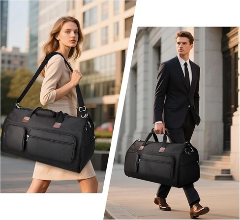 حقائب دفل الملابس للسفر، Pucuwu قابلة للحمل للرجال والنساء، تخزين جاف ورطب، حجرة للأحذية، 2 في 1 حقيبة ملابس معلقة تناسب حقائب السفر لرحلات العمل (أسود) in Kuwait