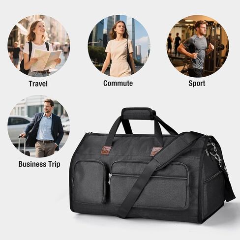 حقائب دفل الملابس للسفر، Pucuwu قابلة للحمل للرجال والنساء، تخزين جاف ورطب، حجرة للأحذية، 2 في 1 حقيبة ملابس معلقة تناسب حقائب السفر لرحلات العمل (أسود) in Kuwait