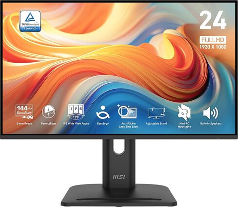 MSI PRO MP245PG E14 24-inch IPS 1920 x 1080 (FHD) Computer Monitor, 144Hz, Adaptive-Synch, HDMI, Display Port, VGA Port, VESA Mountable, Tilt, Height Adjustable,Speaker, 1ms, Black in Saudi Arabia