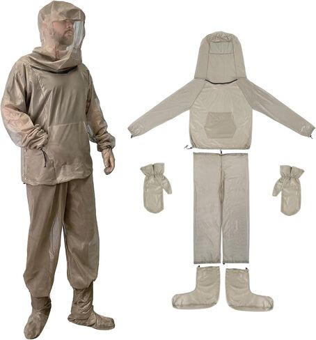 Mosquito Suit - Full Body Bug Jacket, Pants, Gloves & Socks - Outdoor Bug Protection for Gardening, Fishing, Hiking in Saudi Arabia
