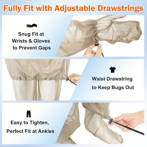 Mosquito Suit - Full Body Bug Jacket, Pants, Gloves & Socks - Outdoor Bug Protection for Gardening, Fishing, Hiking in Saudi Arabia