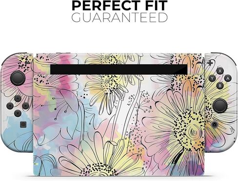 Design Skinz - متوافق مع Nintendo DSi XL - غطاء حماية من الفينيل قابل للإزالة ومقاوم للخدش - زهور ملونة بألوان مائية in Kuwait