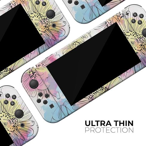 Design Skinz - متوافق مع Nintendo DSi XL - غطاء حماية من الفينيل قابل للإزالة ومقاوم للخدش - زهور ملونة بألوان مائية in Kuwait