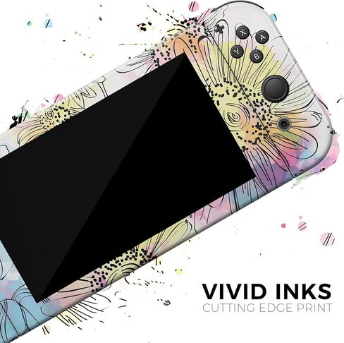 Design Skinz - متوافق مع Nintendo DSi XL - غطاء حماية من الفينيل قابل للإزالة ومقاوم للخدش - زهور ملونة بألوان مائية in Kuwait