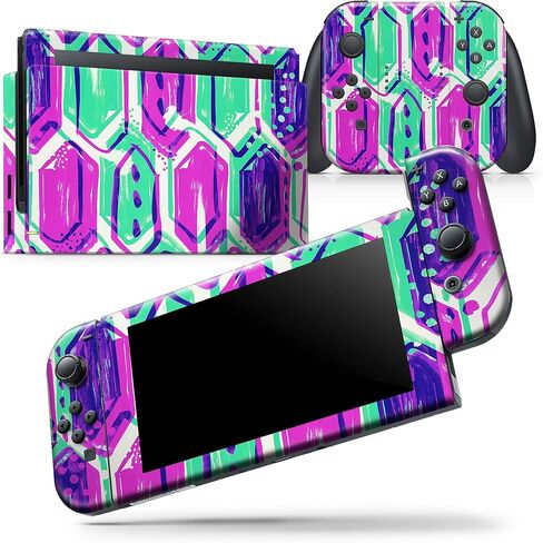 تصميم Skinz متوافق مع ملصق Nintendo DSi XL الجلدي الواقي المقاوم للخدش وقابل للإزالة من الفينيل - سداسي ضبابي نيون in Kuwait