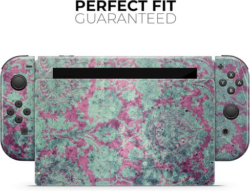 Design Skinz - Compatible with Nintendo DSi XL - Skin Decal Protective Scratch-Resistant Removable Vinyl Wrap Cover - Grungy Teal and Pink Damask Pattern in Saudi Arabia