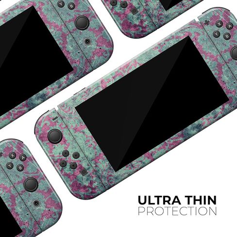 Design Skinz - Compatible with Nintendo DSi XL - Skin Decal Protective Scratch-Resistant Removable Vinyl Wrap Cover - Grungy Teal and Pink Damask Pattern in Saudi Arabia