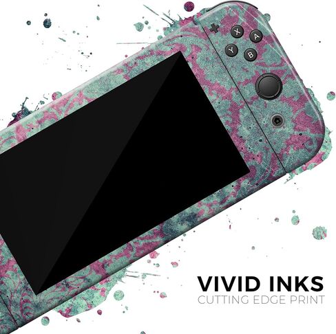 Design Skinz - Compatible with Nintendo DSi XL - Skin Decal Protective Scratch-Resistant Removable Vinyl Wrap Cover - Grungy Teal and Pink Damask Pattern in Saudi Arabia