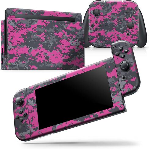 Design Skinz - متوافق مع Nintendo DSi XL - غطاء حماية من الفينيل قابل للإزالة ومقاوم للخدش - وردي فاقع ورمادي مموه رقمي in Saudi Arabia