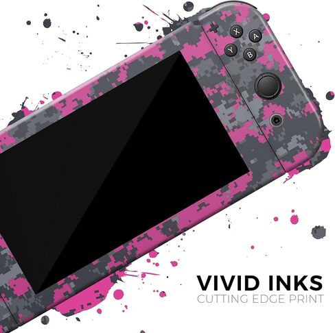 Design Skinz - متوافق مع Nintendo DSi XL - غطاء حماية من الفينيل قابل للإزالة ومقاوم للخدش - وردي فاقع ورمادي مموه رقمي in Saudi Arabia