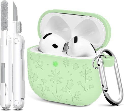 غطاء حافظة AirPods 4th مع مجموعة منظف، غطاء سيليكون ناعم مع سلسلة مفاتيح، غطاء حماية كامل للرجال والنساء، متوافق مع AirPods الجيل الرابع (أرجواني) in Kuwait