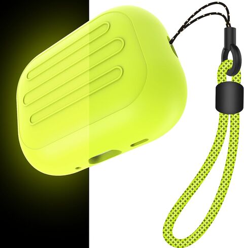 Anti-Lost Case for AirPods Pro 3 one-Piece Design case,Wireless Charging, LED Visible,Lanyard Included. (Fluorescent Yellow) in Kuwait