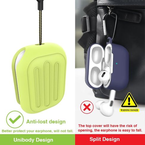 Anti-Lost Case for AirPods Pro 3 one-Piece Design case,Wireless Charging, LED Visible,Lanyard Included. (Fluorescent Yellow) in Kuwait