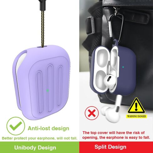 Anti-Lost Case for AirPods Pro 3 one-Piece Design case,Wireless Charging, LED Visible,Lanyard Included. (Fluorescent Yellow) in Kuwait