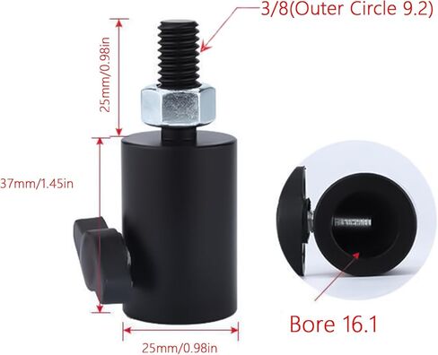 25mm Tripod Light Stand Mount to 3/8inch Threaded Converter with Screw Knob for LED Monitors Flashing Camera Tripod Accessory in Saudi Arabia