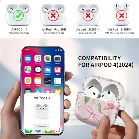 حافظة AirPods 4، حافظة AirPod 4th لطيفة للنساء مع سلسلة مفاتيح ذهبية لتغطية AirPod 4 2024 (فيونكة زرقاء) in Kuwait