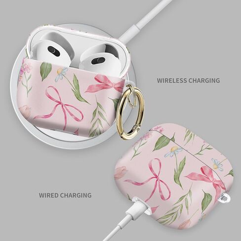 حافظة AirPods 4، حافظة AirPod 4th لطيفة للنساء مع سلسلة مفاتيح ذهبية لتغطية AirPod 4 2024 (فيونكة زرقاء) in Kuwait