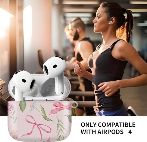 حافظة AirPods 4، حافظة AirPod 4th لطيفة للنساء مع سلسلة مفاتيح ذهبية لتغطية AirPod 4 2024 (فيونكة زرقاء) in Kuwait