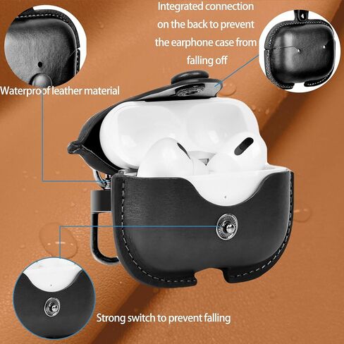 لحافظة AirPods 4 الجلدية | حافظة AirPods الجيل الرابع اللطيفة من قطعة واحدة | مع سلسلة المفاتيح | حافظة سماعات ايربودز الجيل الرابع للرجال والنساء موديل A3058/A3059 (أسود) in Kuwait