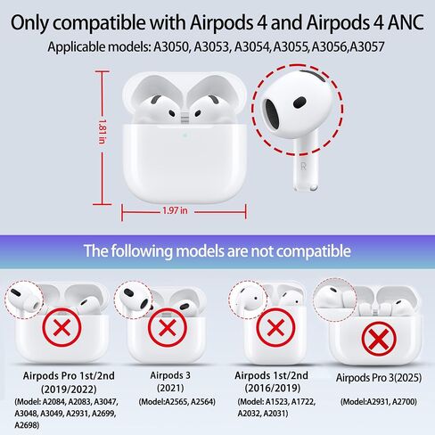 لحافظة AirPods 4 الجلدية | حافظة AirPods الجيل الرابع اللطيفة من قطعة واحدة | مع سلسلة المفاتيح | حافظة سماعات ايربودز الجيل الرابع للرجال والنساء موديل A3058/A3059 (أسود) in Kuwait