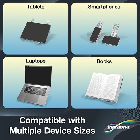 حامل وحامل BoxWave متوافق مع ASUS ZenBook Duo 14 (UX482) - حامل QuickSwitch صغير الحجم، حامل قابل للطي متعدد الزوايا قابل للطي - فضي معدني in Kuwait