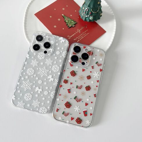 ZTOFERA Clear Christmas Case for iPhone 17 Pro 6.3 inch,Cute Merry Christmas Pattern Phone Case Gifts Translucent Silicone Hard PC +TPU Bumper Shockproof Protective Cover-Christmas Ball in Kuwait