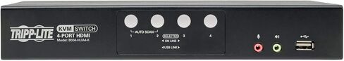 محول تريب لايت 4 منافذ HDMI/USB KVM، صوت/فيديو، منفذ USB 2.0 محيطي، 1080 بكسل، ويندوز، ماك، متوافق مع لينكس (B004-HUA4-K) in Kuwait