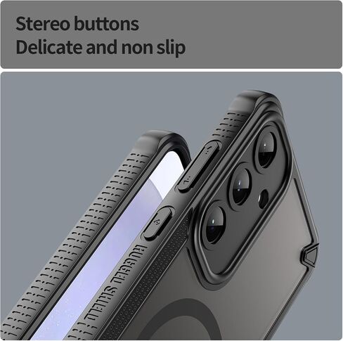 Asuwish Phone Case for Samsung Galaxy S25 Plus S25+ 5G, Compatible with Magsafe Magnetic, Screen Protector, Translucent Matte Back Shockproof Protective Cell Cover S25Plus + S 25 25+ Women Men Black in Saudi Arabia