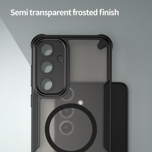Asuwish Phone Case for Samsung Galaxy S25 Plus S25+ 5G, Compatible with Magsafe Magnetic, Screen Protector, Translucent Matte Back Shockproof Protective Cell Cover S25Plus + S 25 25+ Women Men Black in Saudi Arabia