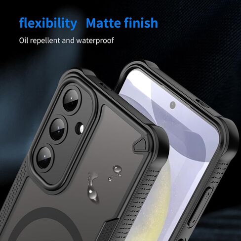 Asuwish Phone Case for Samsung Galaxy S25 Plus S25+ 5G, Compatible with Magsafe Magnetic, Screen Protector, Translucent Matte Back Shockproof Protective Cell Cover S25Plus + S 25 25+ Women Men Black in Saudi Arabia